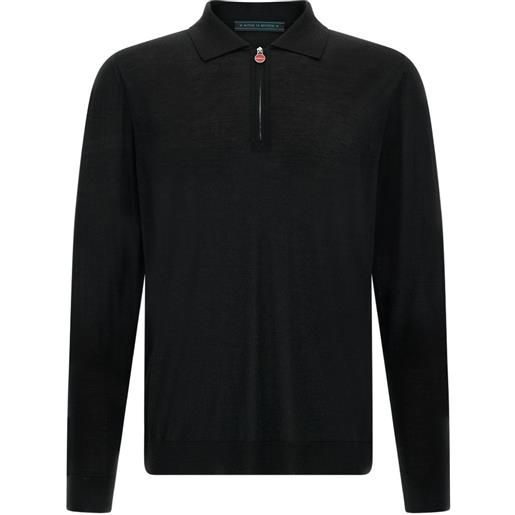 Kiton half-zip 14 micron polo shirt - nero