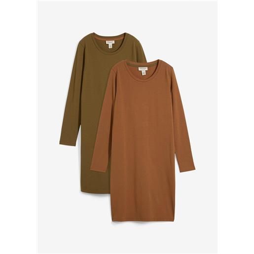 bonprix abito in jersey di cotone elasticizzato (pacco da 2)-verde