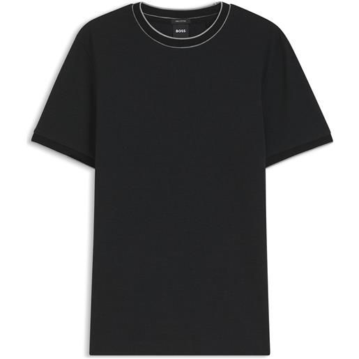 BOSS t-shirt regular fit in cotone lavorato con particolari a contrasto, nero