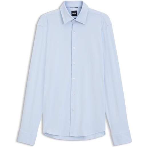 BOSS camicia business regular-fit in jersey elasticizzato, celeste
