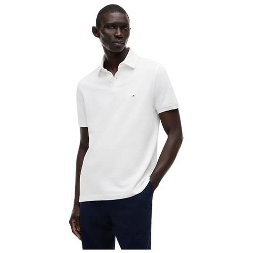Tommy Hilfiger maglietta polo maniche corte uomo 1985 regular fit, bianco (white), xs