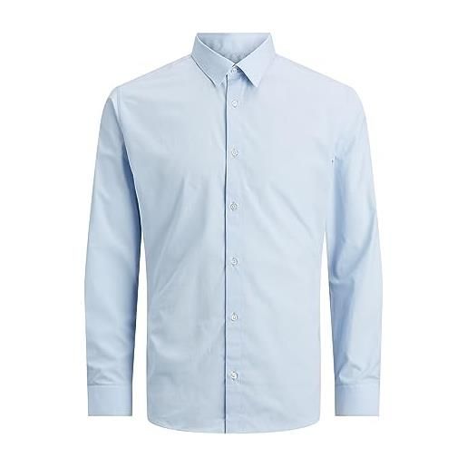 Jack & jones camicia classica da uomo jjjoe ls plain, blu di cachemire, l