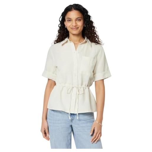 Amazon Essentials camicia a maniche larghe e regolabile in vita, in misto lino, vestibilità comoda donna