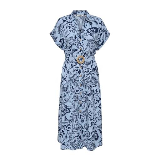 ONLY onljakiri linen ss midi shirt dress wvn, ceruleo, xs