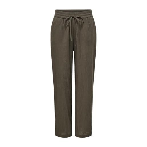 ONLY onltizana cotton loose pants wvn noos basic pantaloni con elastico in vita e tasche laterali, chocolate martini, m