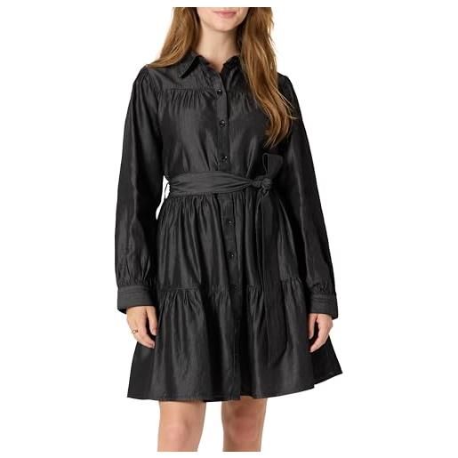 Amazon Essentials abito a maniche lunghe in denim chambray, vestibilità classica donna, delavé nero, s