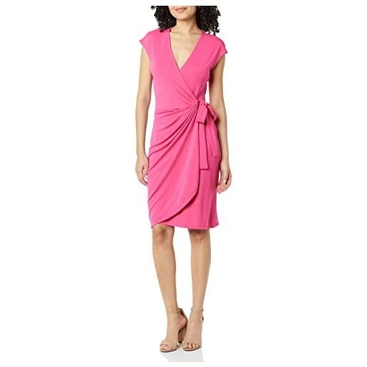 Amazon Essentials abito classico avvolgente con maniche ad aletta (taglie forti disponibili) donna, rosa scuro, l