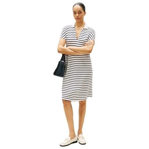 Tommy Hilfiger donna abito a polo lyocell tipping maniche corte, multicolore (breton/ecu/dark night navy), s