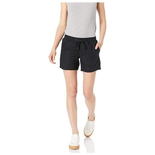 Amazon Essentials pantaloncini da donna in misto lino con coulisse, cavallo 12,7 cm (disponibile in taglie forti), nero, s