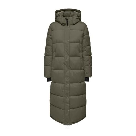 ONLY onlann premium puffer coat x-long otw cappotto, marrone, m donna