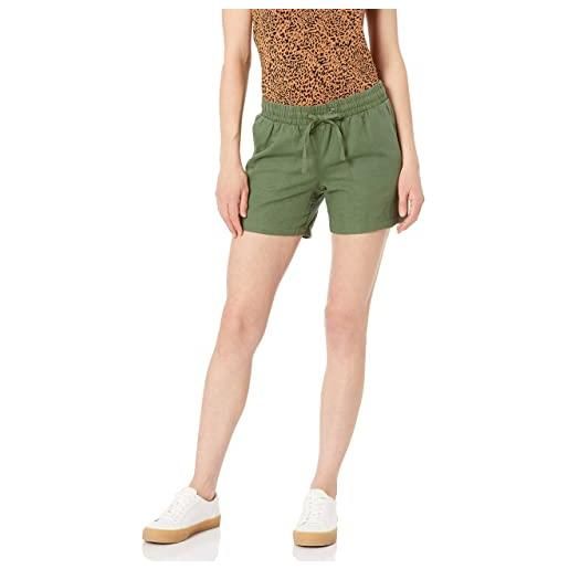 Amazon Essentials pantaloncini da donna in misto lino con coulisse, cavallo 12,7 cm, disponibile in taglie forti, verde militare, xs