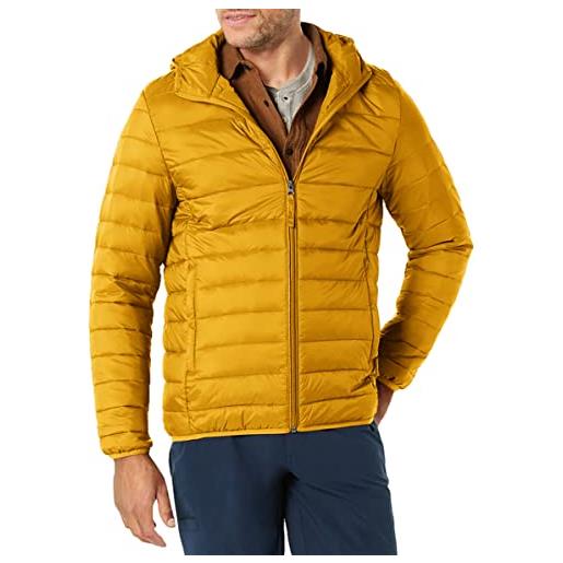 Amazon Essentials piumino leggero con cappuccio impermeabile e ripiegabile uomo, caramello, m