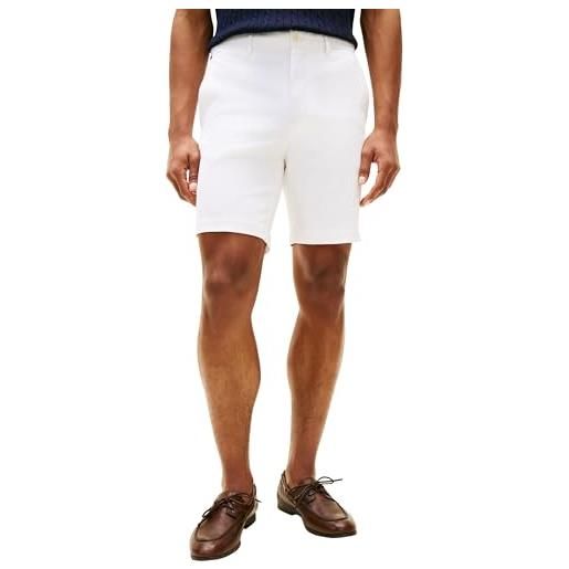 Tommy Hilfiger uomo pantaloncini chino dover twill in cotone elasticizzato, bianco (th optic white), 32w