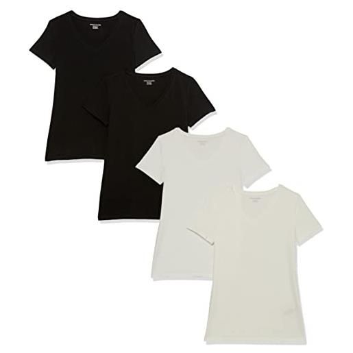 Amazon Essentials maglietta con scollo a v a maniche corte vestibilità regolare donna, confezioni multiple