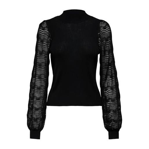 ONLY onlannelina ls maglia a collo alto, nero, s
