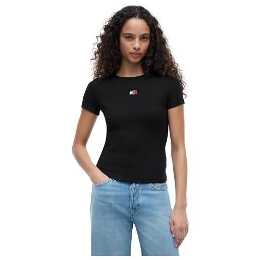 Tommy Jeans tjw slim badge rib tee dw0dw17881 maglietta s/s donna (pacco da 1)