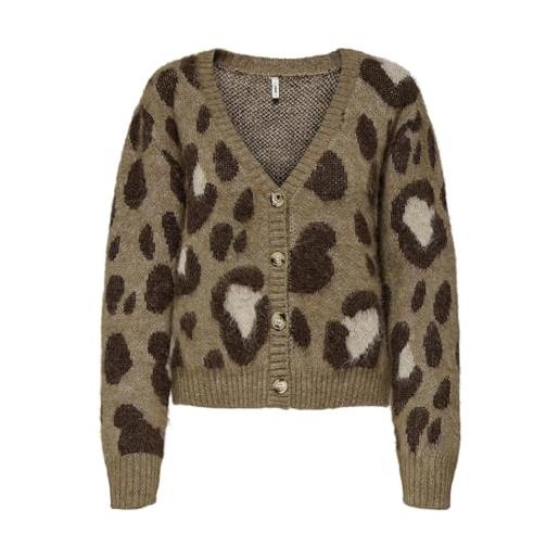 ONLY onledelie life ls jq cardi maglia con scollo a v, color crema cacao, xs, crema di cacao, xs