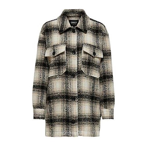 Only giacca lunga da donna onlallison, pumice stone/checks: nero, s