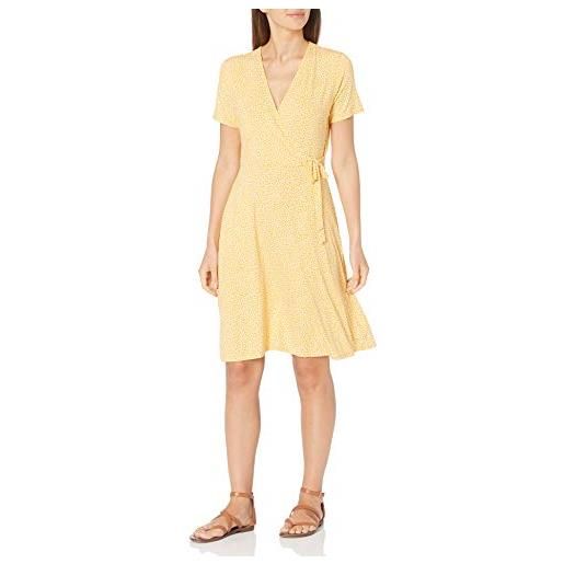 Amazon Essentials abito avvolgente a maniche corte donna, giallo tulipani, xl