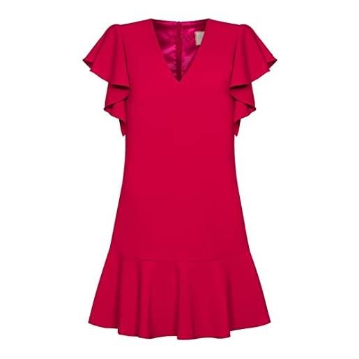 Swing Fashion megan | rot cocktail da donna festivo | vestito da festa | prendisole sera volant casual | mini abito elegante | scollo a v | manica corta | rosso | 40