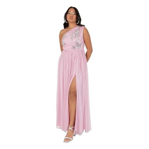 Maya Deluxe women's ladies maxi dress one shoulder sleeveless sequin embellished floral tulle a-line for occasion prom ball gown