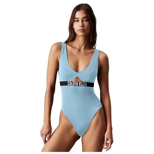 Calvin Klein donna costume da bagno one piece con cut-out, blu (skim blue), xs