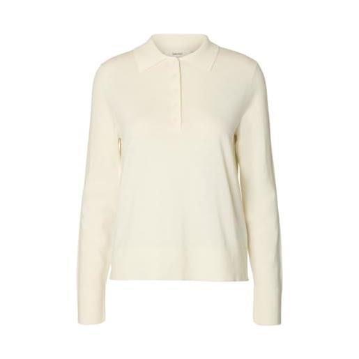 SELECTED WOMEN slfthea ls knit merino collar neck noos, egret, m donna