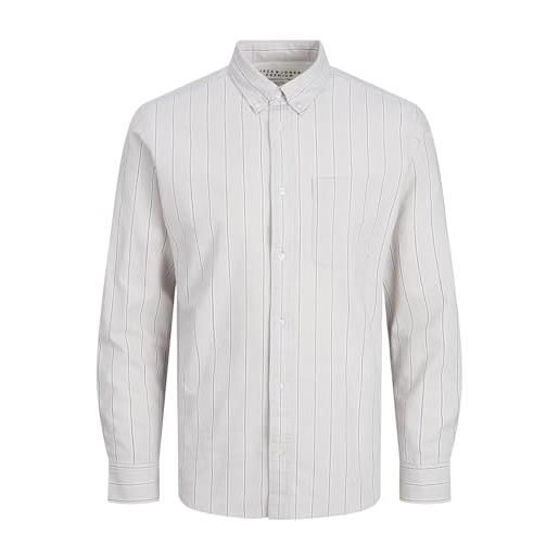 JACK & JONES jprbrook oxford shirt l/s noos camicia, puro cashmere/strisce: vestibilità aderente, s uomo