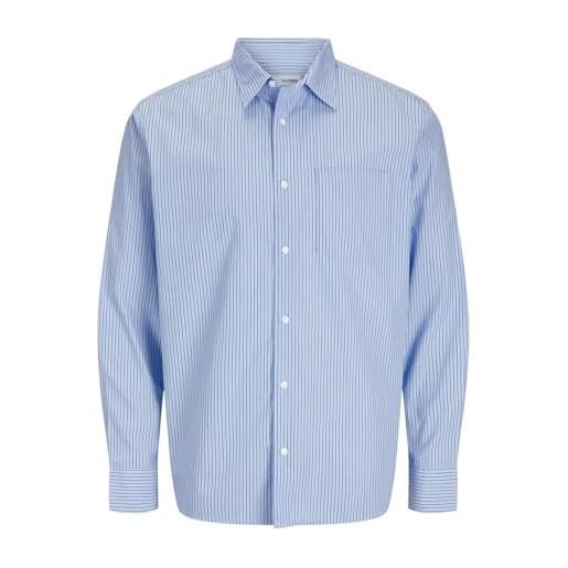 JACK & JONES jjecody poplin - maglietta ls sn, blu di cachemire, s