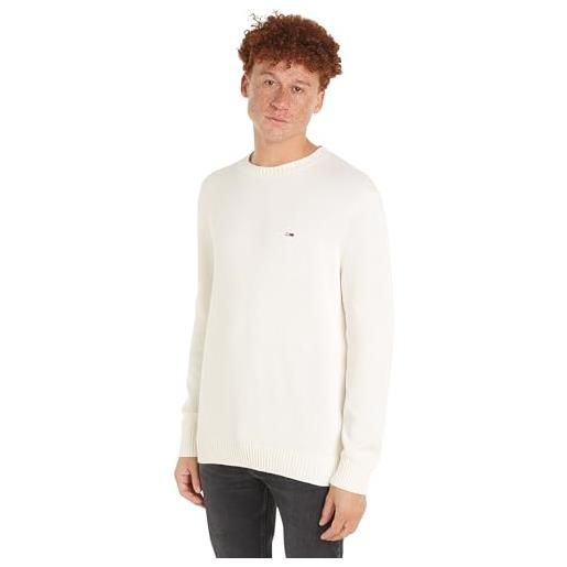 Tommy Jeans uomo pullover slim fit crew neck sweater pullover in maglia, beige (ancient white), xxs