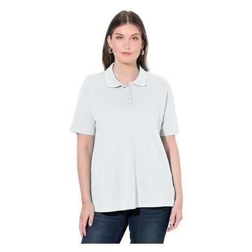 Ulla Popken polo da donna, con bottoni lunghi, colletto polo, maglietta a mezza manica, bianco neve, 48/50 it