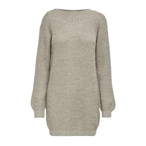 JDY whitney megan l/s abito da barca knt noos knit, cemento/dettaglio: w black ply, xxs