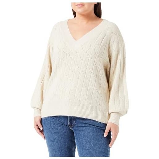 ONLY onllucia ls glitter v-neck knt, pumice stone/dettagli: glitter di mandorla satinata, s
