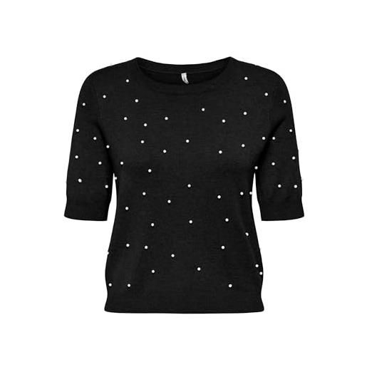 ONLY onlvenice life s pearl o-neck knt, nero, s