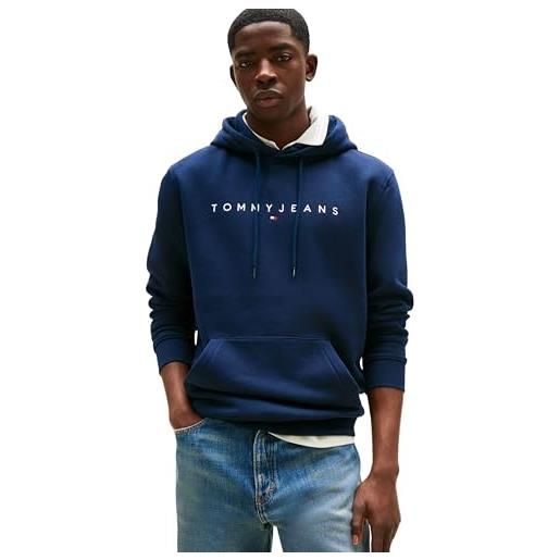 Tommy Jeans uomo felpa linear logo con cappuccio
