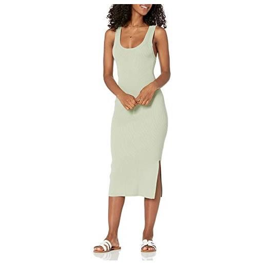 The Drop yasmin vestito midi a canotta in maglia a costine da donna, salvia del deserto, xs