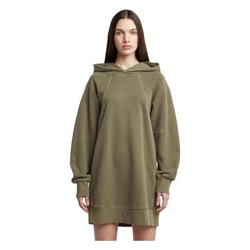 G-STAR donna overdyed hooded sweater dress, verde scuro (wild olive gd d26471-d688-c028), m