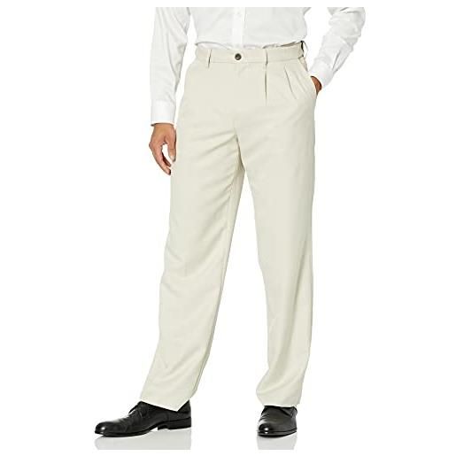 Amazon Essentials pantaloni da abito con pinces con vita espandibile in vita e vestibilità classica uomo, grigio pietra, 32w / 28l