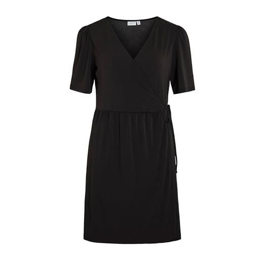 Vila vinayeli s/s short wrap dress-noos, nero, m