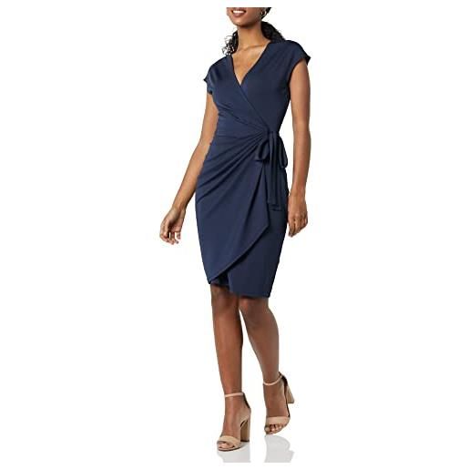 Amazon Essentials abito classico avvolgente con maniche ad aletta (taglie forti disponibili) donna, blu marino, xxl