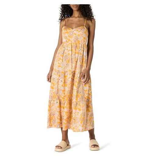 Amazon Essentials maxi abito a balze in raso di cotone con scollo a cuore, vita impero, taglio svasato donna