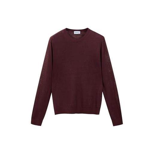 Diana Studio - girocollo in 100% lino, uomo, maniche lunghe, casual fit, s, bordeaux