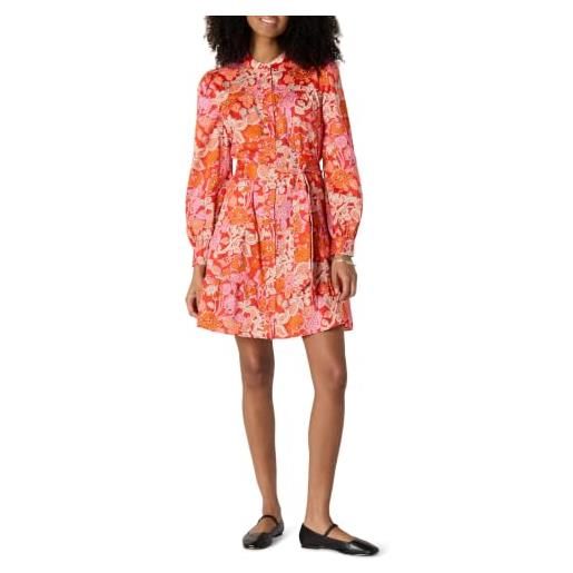 Amazon Essentials donna abito chemisier a balze in raso di cotone fit classico