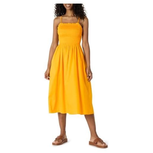 Amazon Essentials abito con corpetto ricamato a punto smock in raso di cotone, vestibilità classica donna