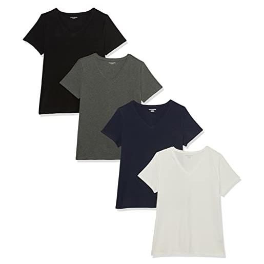 Amazon Essentials maglietta con scollo a v a maniche corte vestibilità regolare donna, confezioni multiple