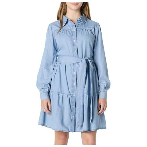 Amazon Essentials abito a maniche lunghe in denim chambray, vestibilità classica donna, lavaggio blu chiaro con ghiaccio, xs