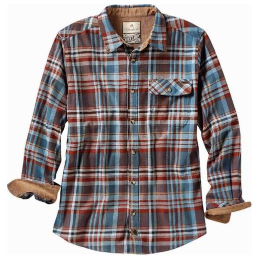 Legendary Whitetails buck camp flanella, camicia casual a maniche lunghe con bottoni, polsini in velluto a coste, plaid ardesia barnwood, 3xl alti