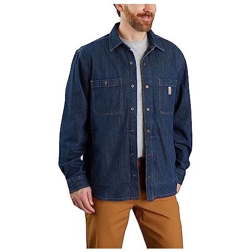 Carhartt relaxed fit denim fleece lined snap-front shirt maglietta con bottoni, ghiaccio, m uomo