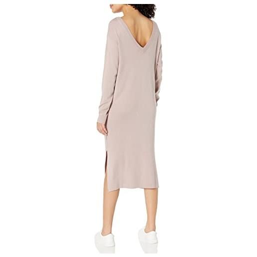 The Drop suki vestito midi in maglia a costine con intaglio a v sulla schiena da donna, rosa, m