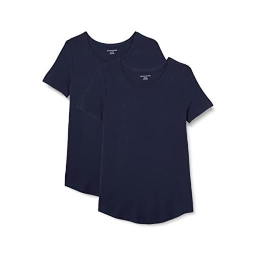 Amazon Essentials tunica con scollo rotondo a maniche corte donna, pacco da 2, blu marino, s